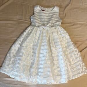 Princess Faith White Dress with Rhinestone and Bow Embellishment Size 10